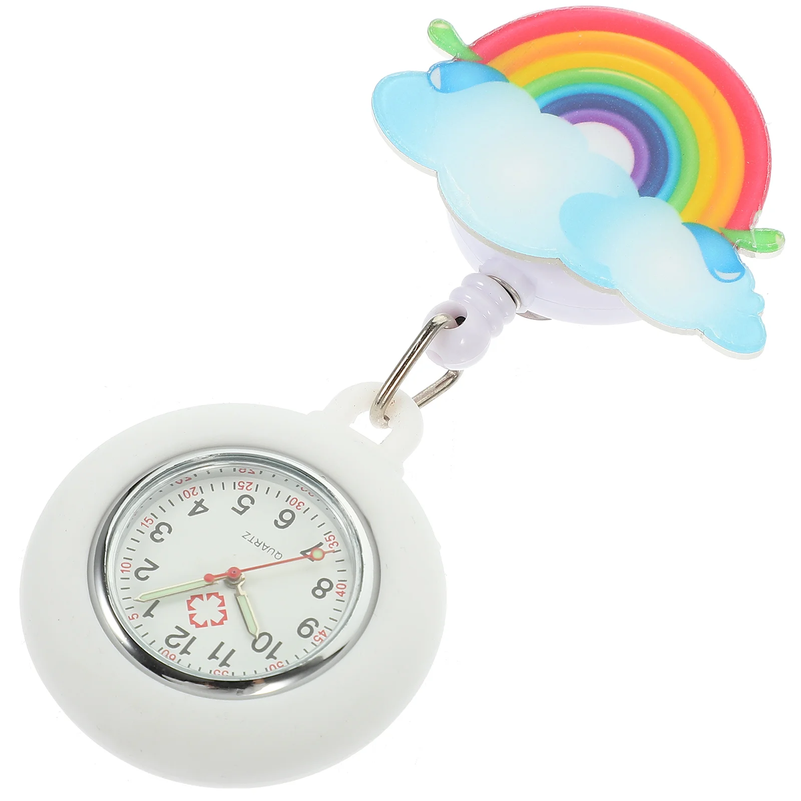 Retractable Rainbow Badge Watch Portable Nurse Watch Gift for Girls Women portable watch watch with silicone cover