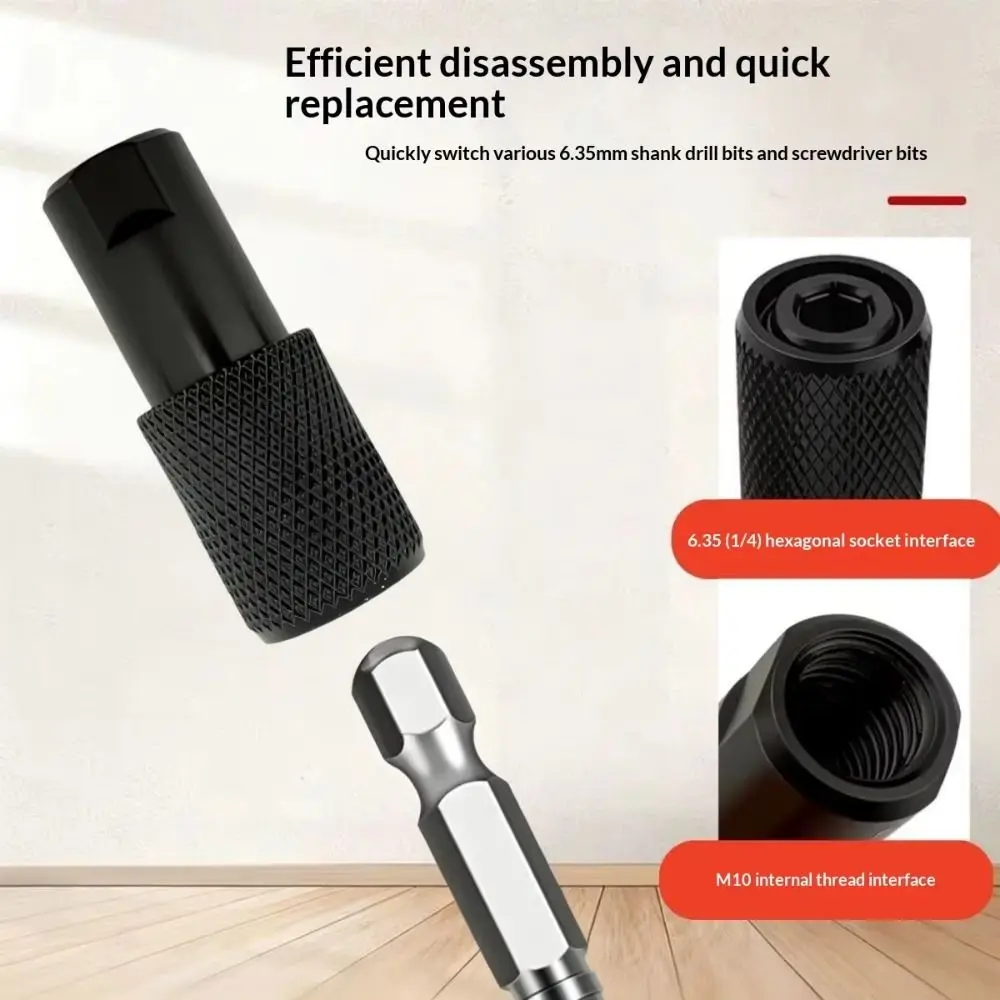 5pcs M10 Thread Angle Grinder Adapter High-Strength Alloy 6.35mm Internal Hex Hex Converter Compact Lightweight Design
