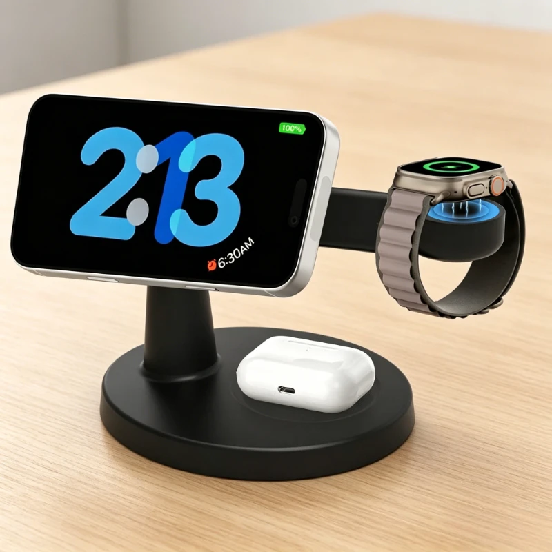 

3 in 1 Magnetic Wireless Charger Stand for iPhone 17 16 15 14 13 12 Apple Watch 11~2 SE Airpods Pro 4/3/2 Fast Charging Station