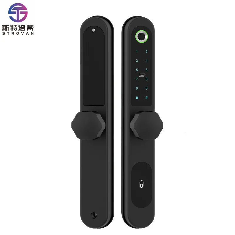 Multi-Functional Smart Door Lock for Aluminum Alloy Doors with Fingerprint, Code, Card and Key Unlock Options