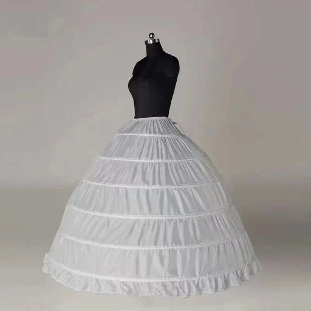 6 Hoepel Crinoline Wit Lange Bruiloft Petticoats Voor Bruid Baljurk Jurk Onderrok Rok Half Slips Bruiloft Accessoires