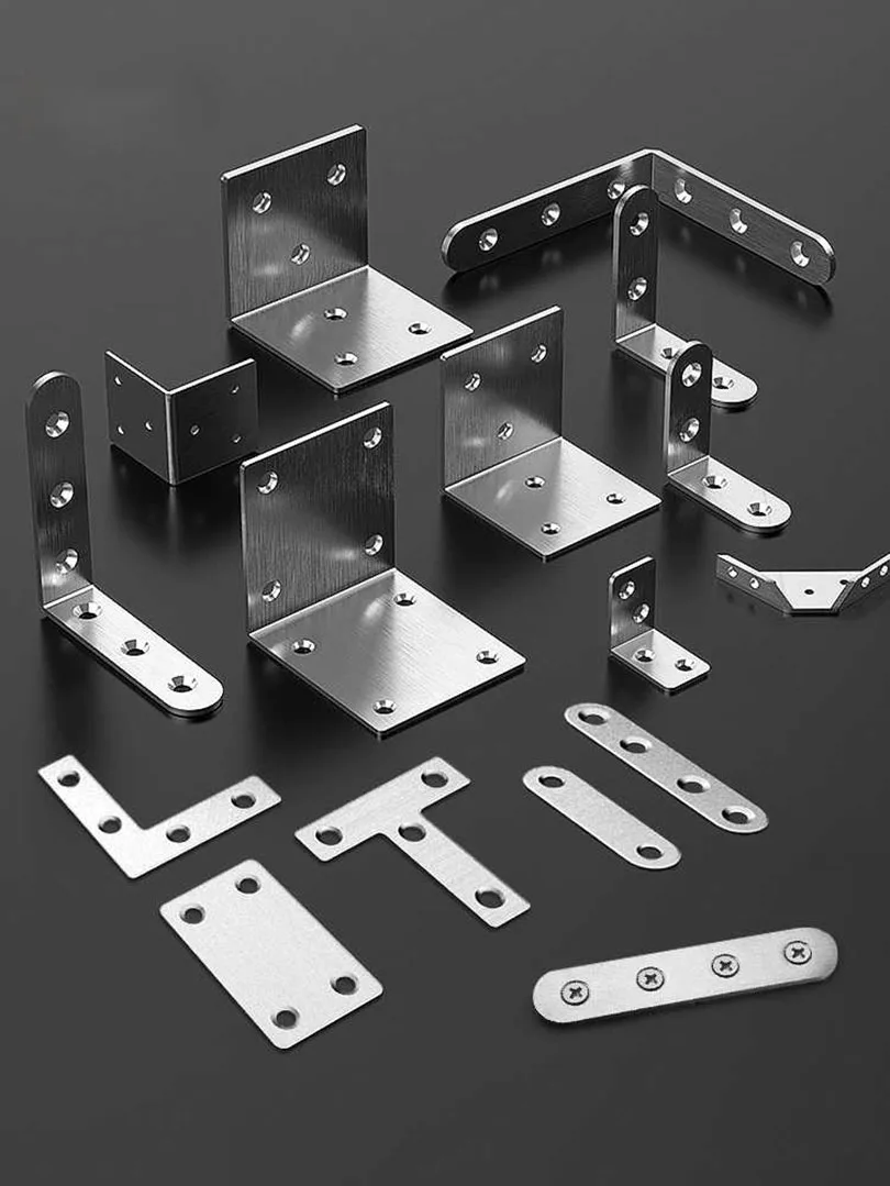 L-Shaped Stainless Steel Right Angle Bracket Connector Corner Code Right Angle Support Furniture Fixed Reinforcement Hardware