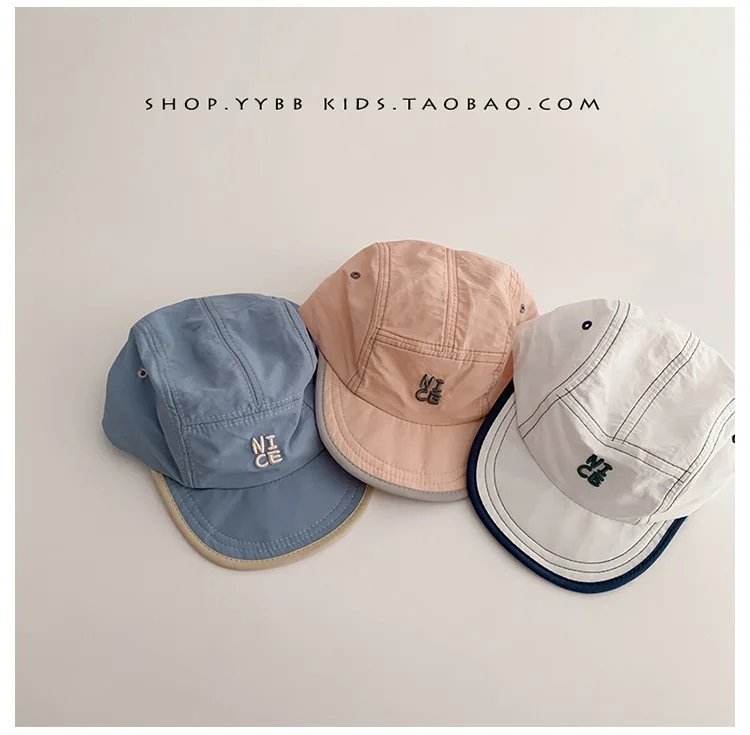 Summer Quick Dry Hat for Baby Letter Embroidery Baseball Cap Kids Boy Girl Adjustable Sunscreen Thin Sport Hats view 6