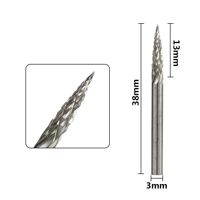 Imagem -02 - Burr Rotativo tipo g para Escultura em Madeira Carboneto de Tungstênio 3x3 mm 10 Peças