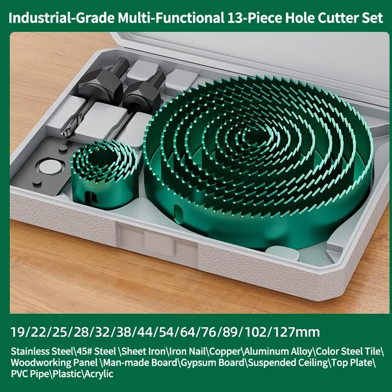 GREENERY 19-127mm Gatenzaag Snijset Zaagbeker Houten Kroonboor Scherpe Tanden Voor Gipsplaten Staal Plastic PVC Houtbewerkingsgereedschap