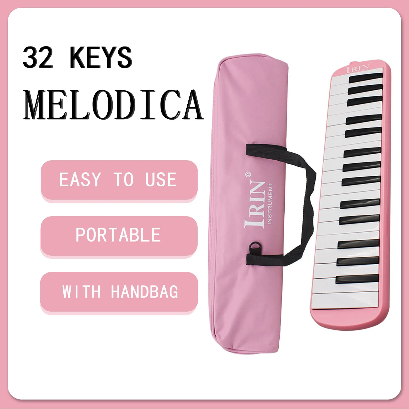 IRIN 32 Key Melodica Portable Tone Piano Mouth Organ Harmonica Pianica PInk Melodica Keyboard Musical Instrument With Handbag