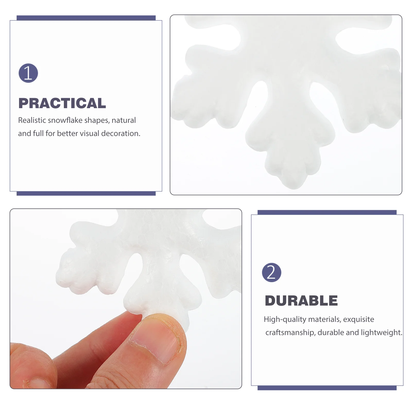 

50Pcs Christmas Snowflake Decoration Realistic Foam Hanging Ornaments Xmas Tree Home Party Decor Snowflake Hanging Pendant