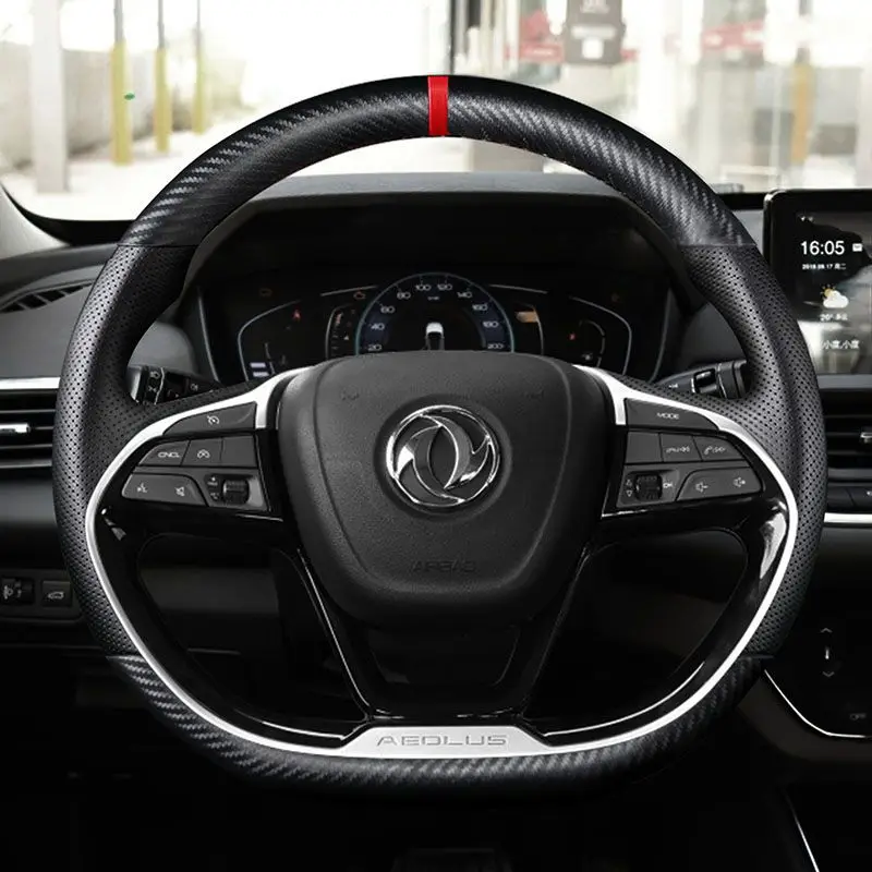 ل دونغفنغ Fengshen Yixuan EV GS AX7 AX5 AX4 EX1 E70 الجلود اليد مخيط غطاء عجلة القيادة التفاف اكسسوارات السيارات الداخلية