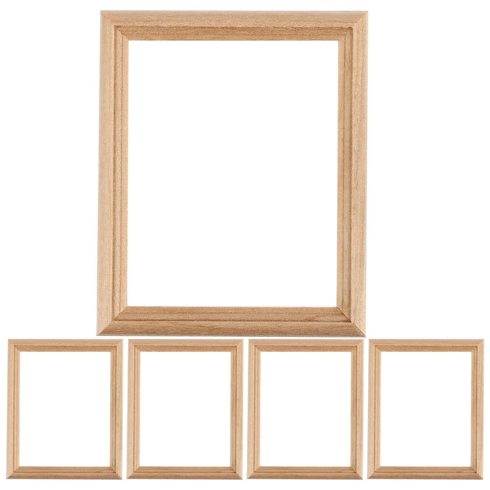 

5 Pcs Wooden Frame Limited Mini Photo Model Models Picture Frames House Layout Props Crafts Miniature