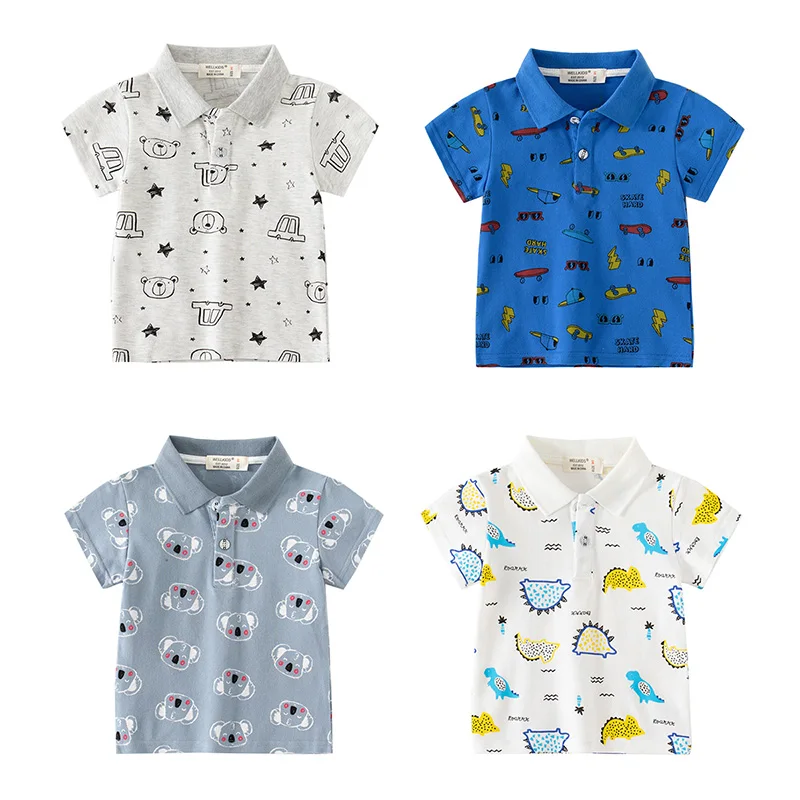 

Cute Dinosaur Boys Polo Shirts Cotton Fabric Toddler Tops Summer Kids Tees Children Clothes