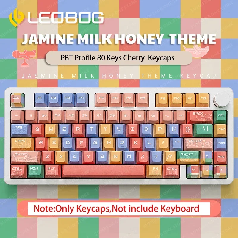 cyberher leobot kit teclado mecanico 80 keycap cereja pbt perfil sublimacao termica jogo de gradiente hi8 hi75 crush80 01