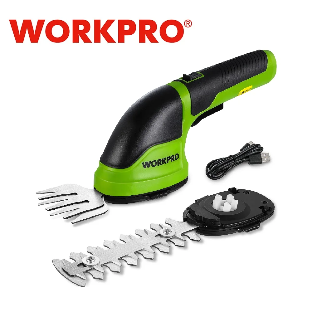 WORKPRO 3.6V Cordless Grass Shear Electric Shrubbery Trimmer Portable Hedge Cutter Trimmer 2 in 1 Rechargeable Garden Tool