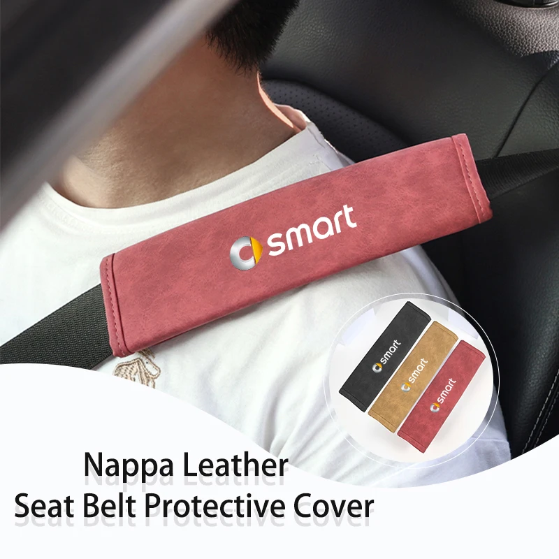 Cintura di sicurezza per auto cintura di sicurezza in pelle copertura della spalla imbottitura Pad per Smart Fortwo Forfour 451 453 450 452 454