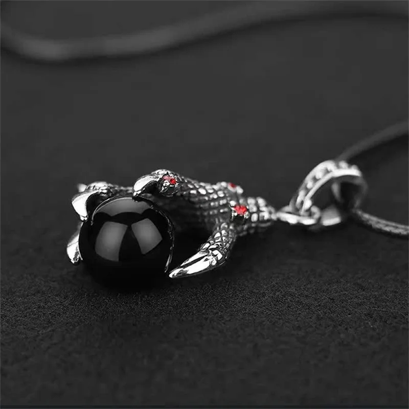 Classic Relief Claws Bead Pendant Necklace For Men Jewelry Vintage Hip-hop Boy Necklace Pendants Male Gift