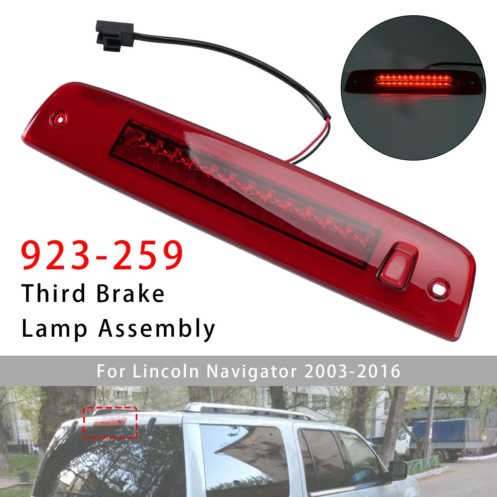 Red Car High Level Brake LED Light For Lincoln Navigator Ford Expedition 2003-2016 Rear Third Brake Stop Lamp 2L1Z13A613AA