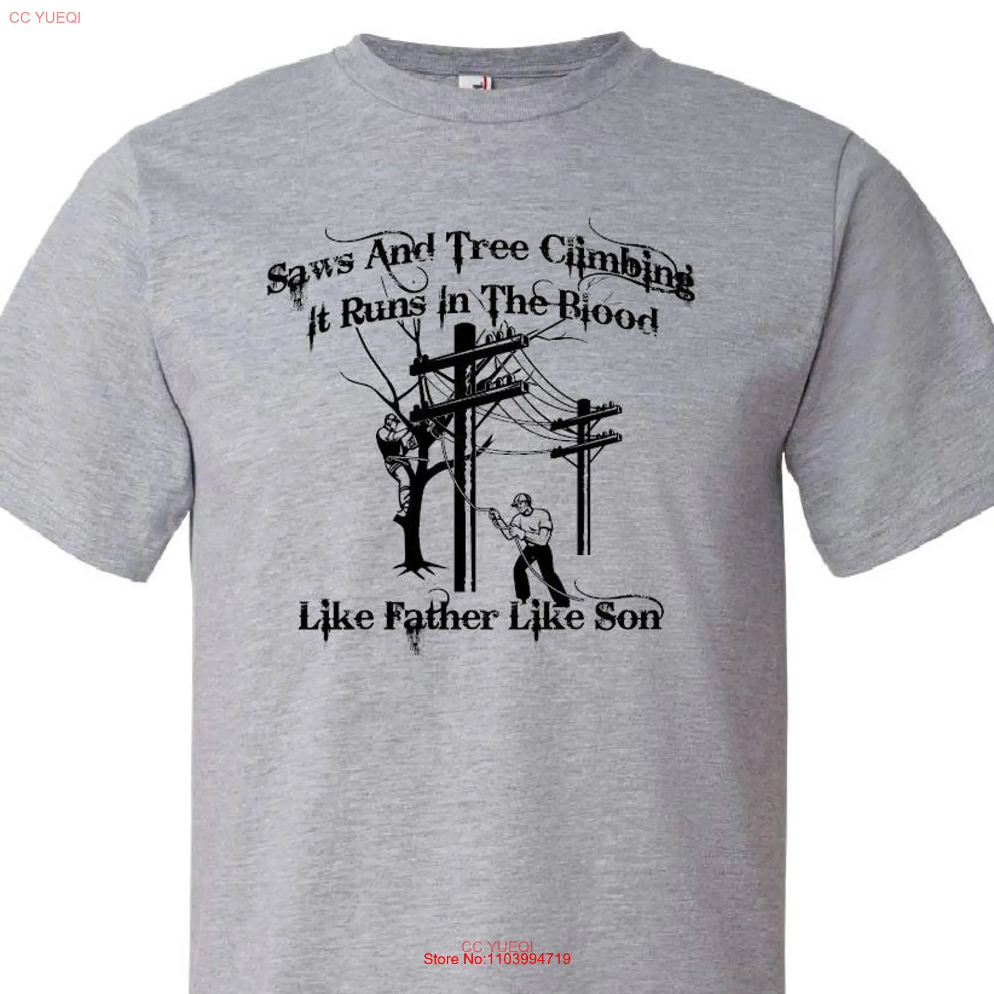 Custom Father Son Tree Climbing Trimmer Lumberjack Worker T Shirt long or short sleeves