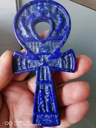 Natural Lapis Lazuli Quartz Crystal Carved Cross Pray ANKH Healing Decorate 1PC