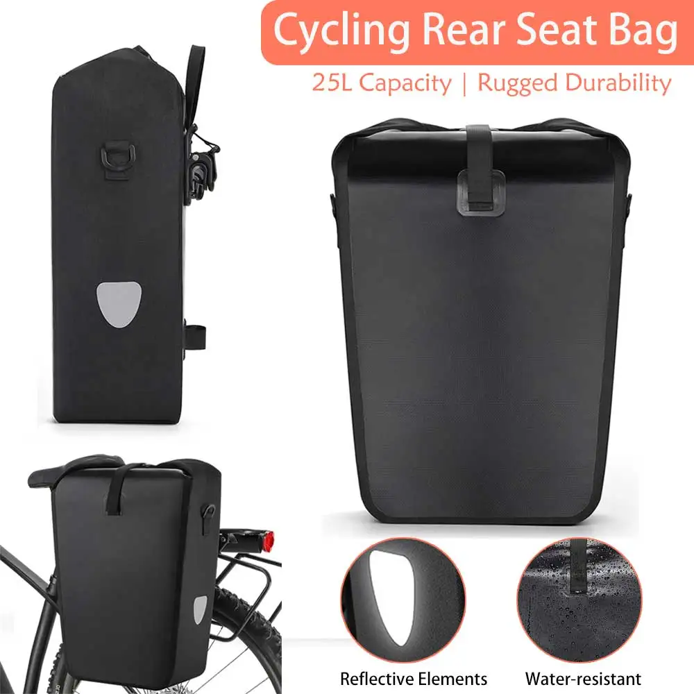 Borsa da bicicletta da 25 litri per il sedile posteriore – borsa impermeabile e resistente all’usura, con striscia riflettente, fissaggio stabile, facile da installare, borsa multifunzionale da