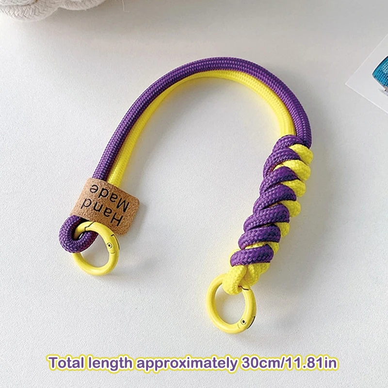 1pc Cute Braid Mobile Phone Lanyard Anti-loss Short Wrist Band Pendant Fashion Hanging Strap Candy Colors Rope Chain