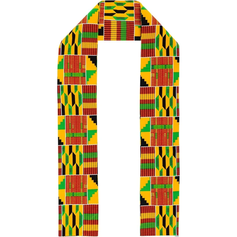 

Kente Cloth Scarf, Unisex Kente African Print Stole Sash for Black History Month