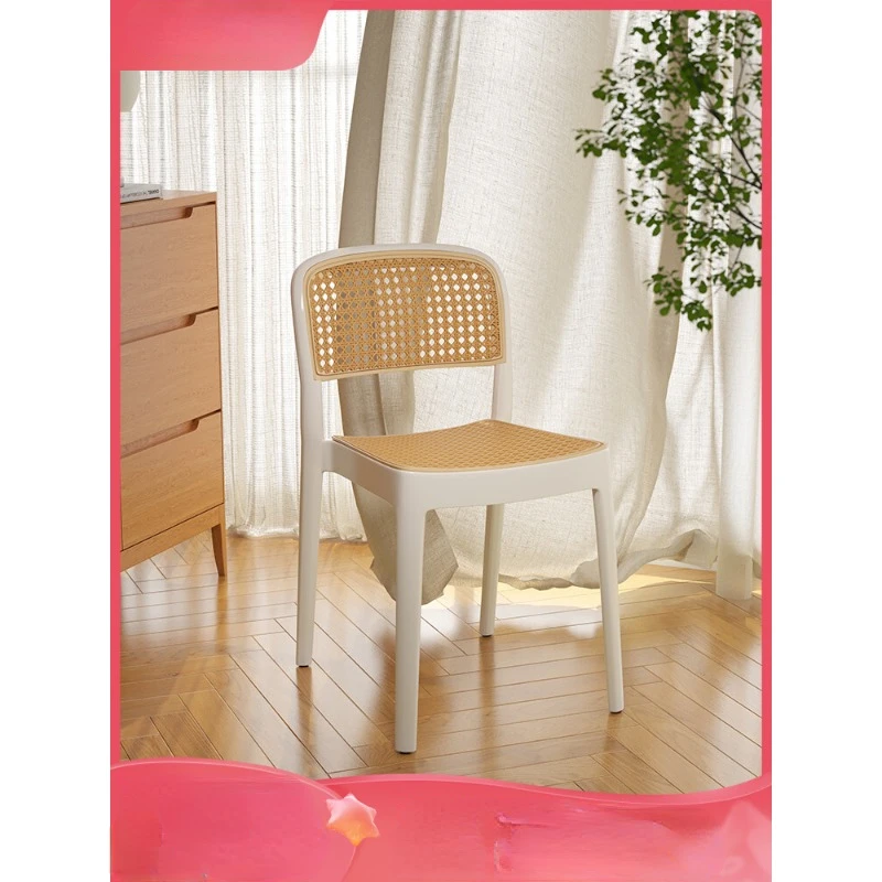 Plastic Chairs, Thickened Dining Chairs, Household Rattan Weaving, Foldable Outdoor Restaurant Dining Backrest, Chairs,