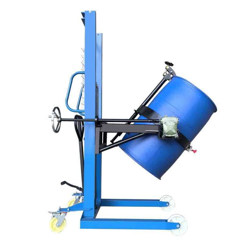 

400kg Iron Drum Plastic Bucket Forklift Manual Stacker Truck Oil Drum Lifter Oil Drum Stacker Truck Nylon And PU Wheels