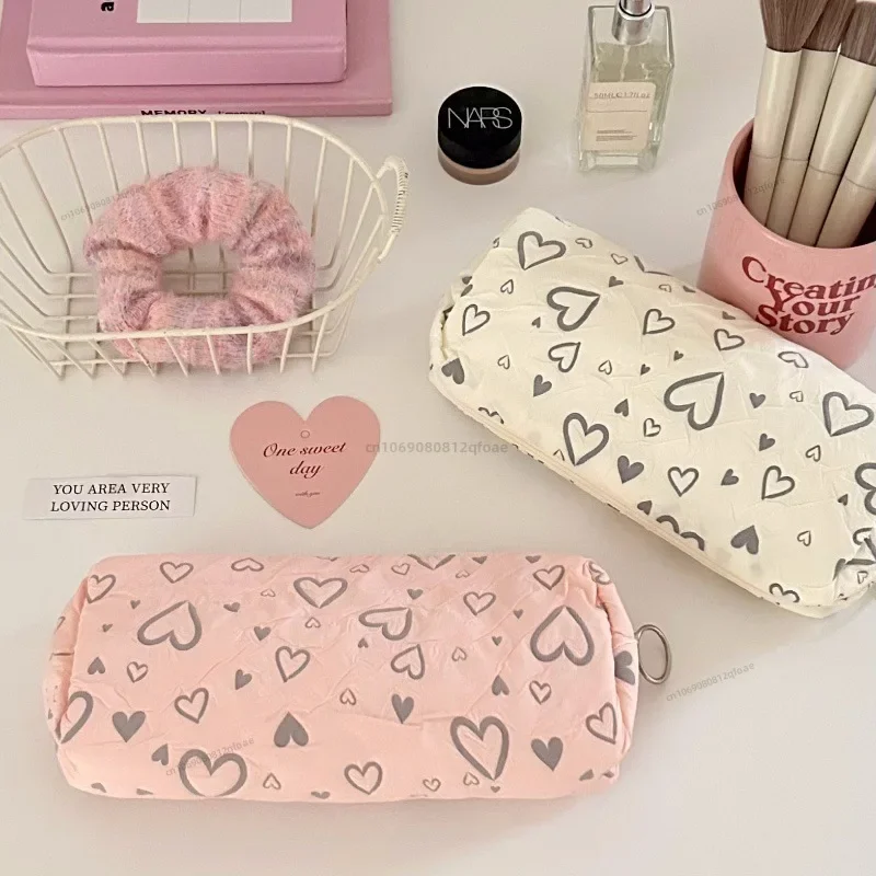 Pencil Case Fashionable Love Pencil Case Large Capacity Stationery Storage Bag Soft Pen Bag Multifunctional Learning Supplies