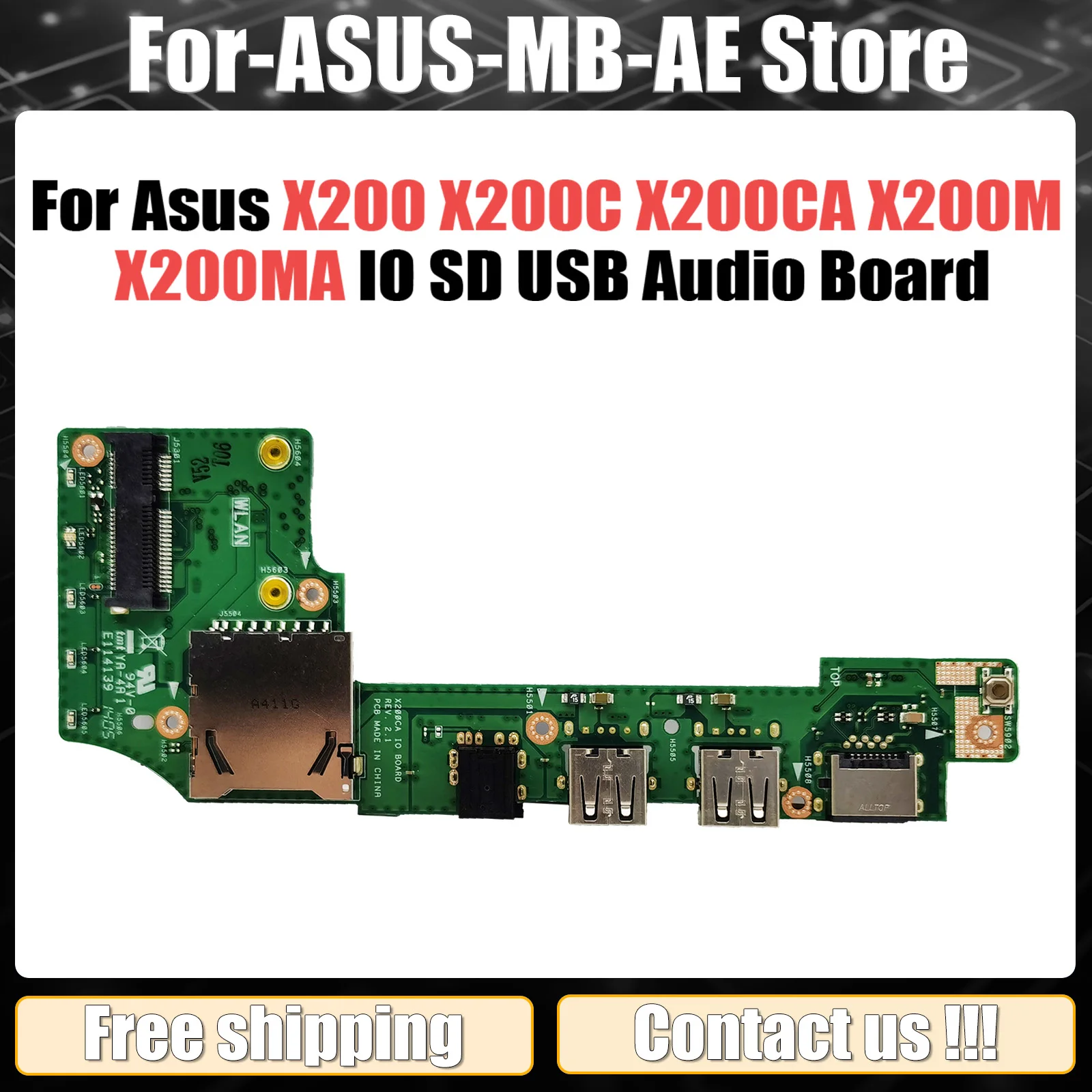 สําหรับ ASUS X200 X200C X200CA X200M X200MA IO SD USB Audio Board IO_BOARD 60NB04U0- 101020