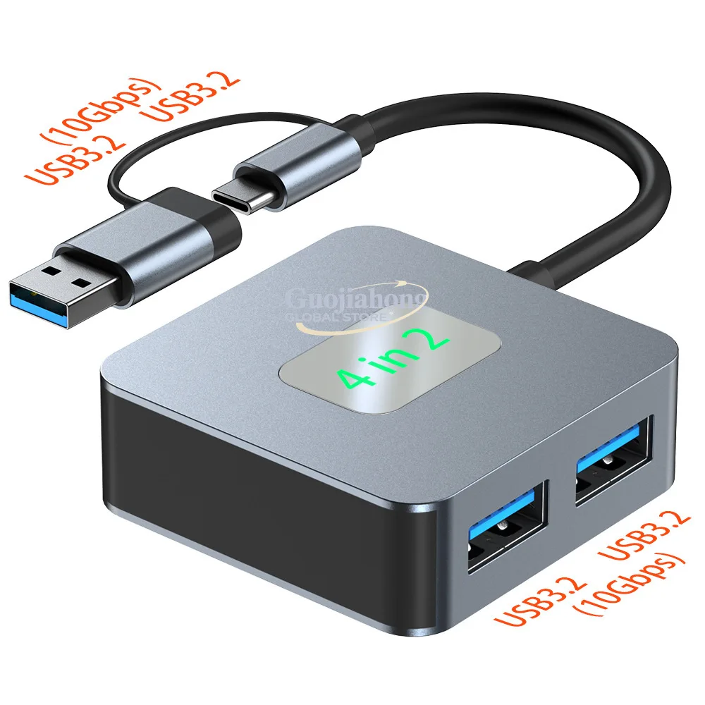 Cross-border Type-c hub3.2 10gbps Notebook Gen2 Hub USB Interface 2-in-1 Splitter