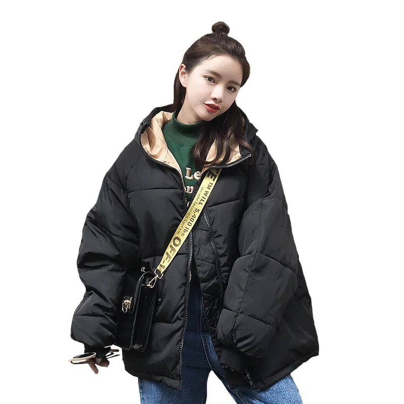Women Parkas Coats Short Jackets Hooded Zipper Solid Pocket Long Sleeves Thick Loose Fit Slight Strech Casual 2025 Autumn Winter