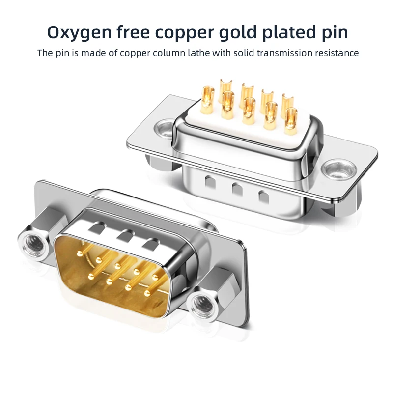 DB9 RS232/485 Plug with Metal Shell Male Female 9P Serial COM Port Connector Industrial Grade D-SUB DB 9 Pin Soldering Connector