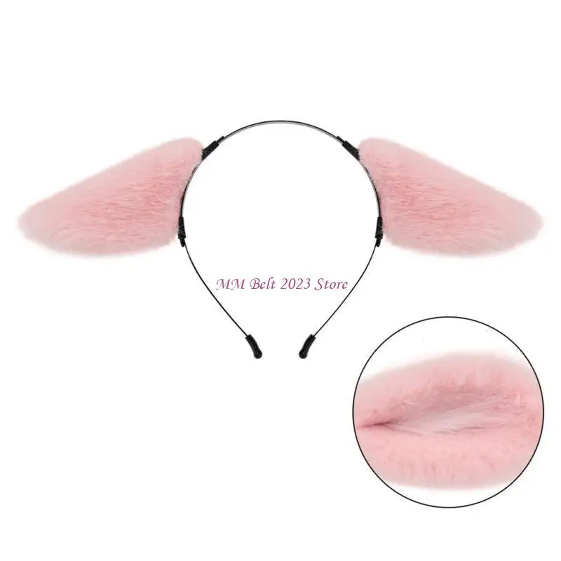 49me 플러시 동물 귀 헤드 기어 편안한 역할 연주 헤어 밴드 안티 스티드 헤어 후프