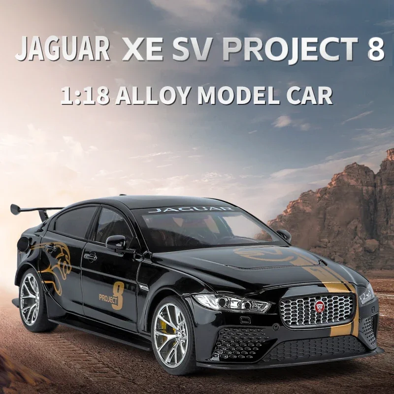 [CubeFun]1:18 Jaguar XE SV Project 8 Alloy Car Model with Sound Light Miniature Diecast Boy Toy Gifts Collection Kids