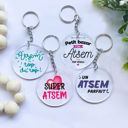 SUPER ATSEM Print Acrylic Key Chain Teacher Keychain Gift Thanks Mistress Present Gifts Teacher's Day Key Chain for Man Women