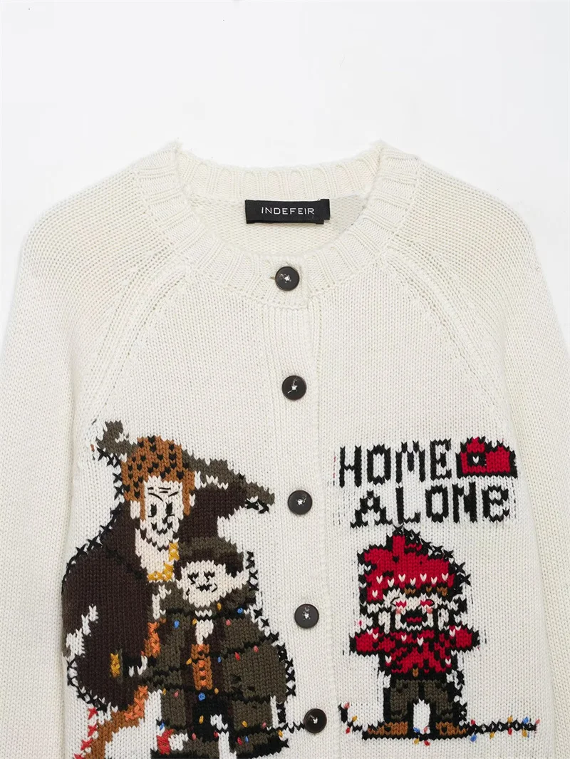 Christmas Women's Cardigan Sweater 2025 New Fashion Jacquard Knit Jacket for Women Casual Chic Christmas Gift Ladies Jacket