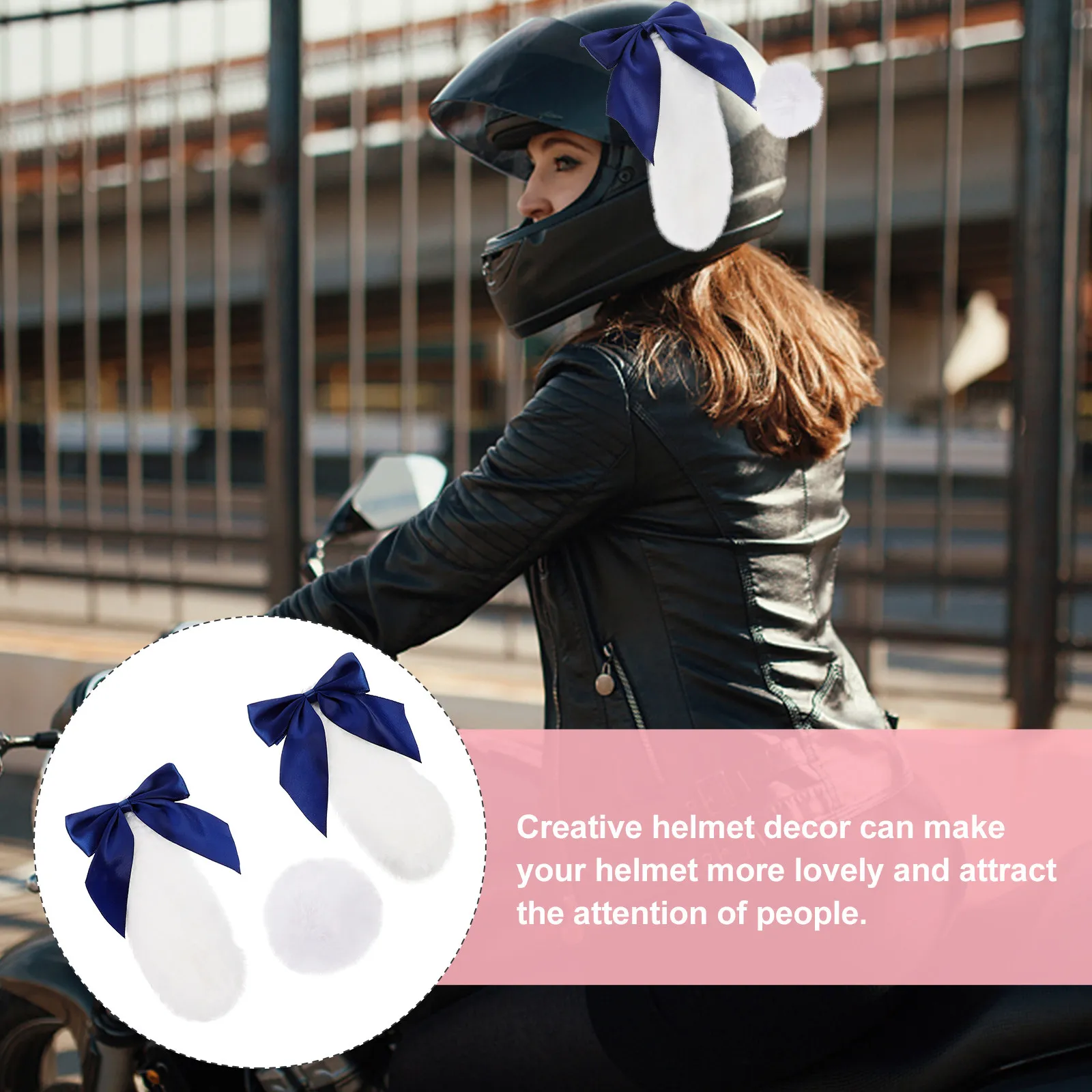 

1Pair Safety Decorations Soft Bunny Ear Design Bowknot Motorcycle Adorns Cute Accessories for Bike Scooter