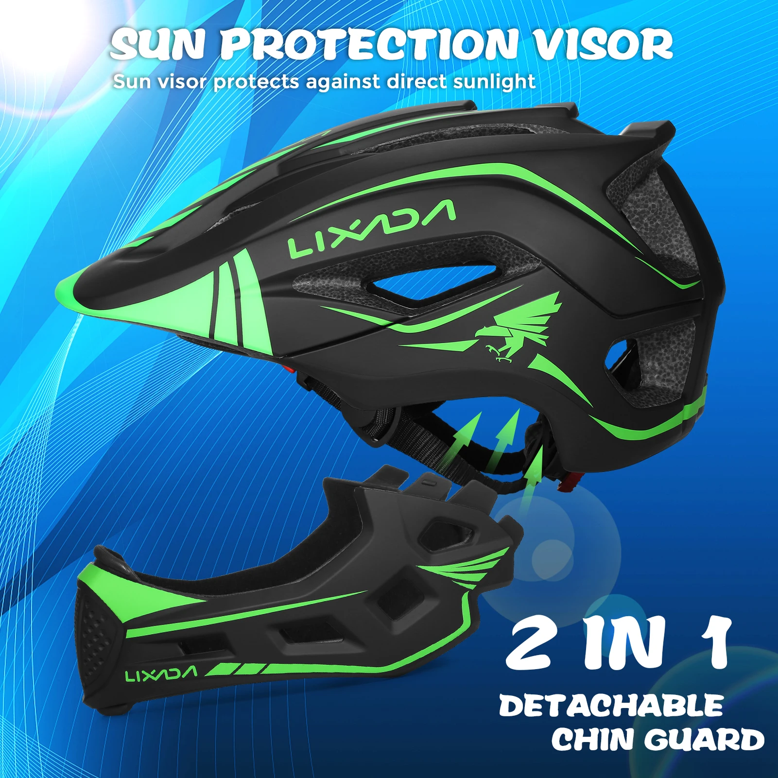 

【Sale】Lixada Kids Detachable Full Face Helmet Children Sports Safety Bike Helmet Protective Gear for Cycle Skateboarding Roller