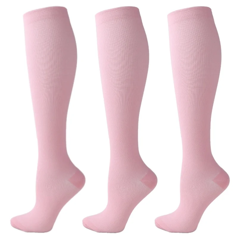 3 Pairs Compression Stocking Blood Circulation Promotion Slimming Compression Socks Anti-Fatigue Comfortable Solid Color Socks