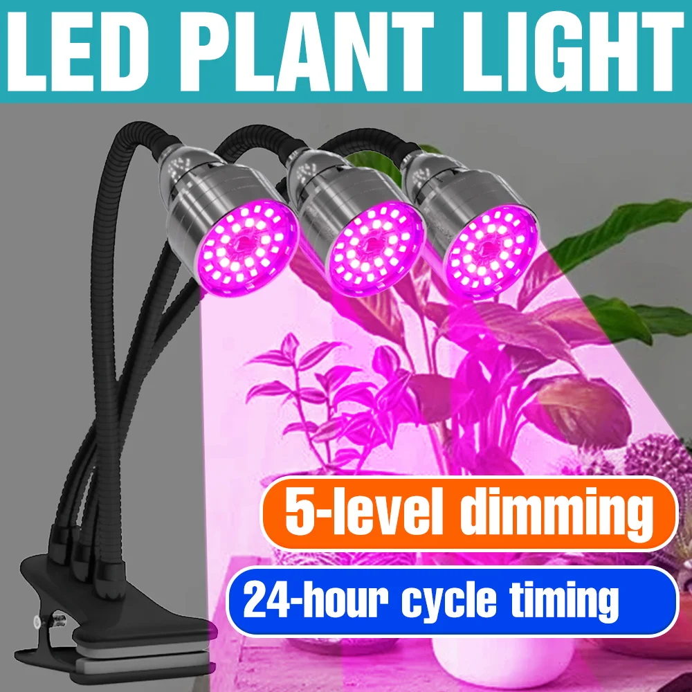 

Full Spectrum Grow Lights LED Indoor Desktop Clip On Plant Lamp 5V Dimmable Hydroponic Potted Seeds Flower Cultivation Lighting