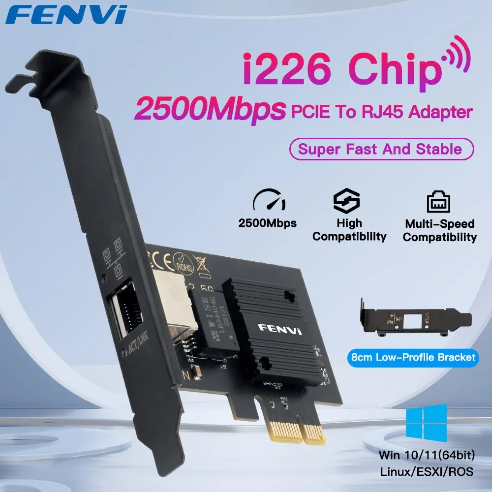 2500Mbps PCI-E do RJ45 Karta sieciowa I226 Chip Gigabit Ethernet 100/1000/2500Mbps RJ45 LAN PCIe Adapter do laptopa PC Win 10/11