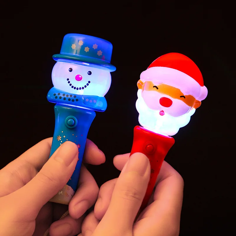 Creative Flash Stick Light Up Toys Children Cartoon Cute Christmas Series Flash Wand Toys Party Gift Light-emitting Flashlight