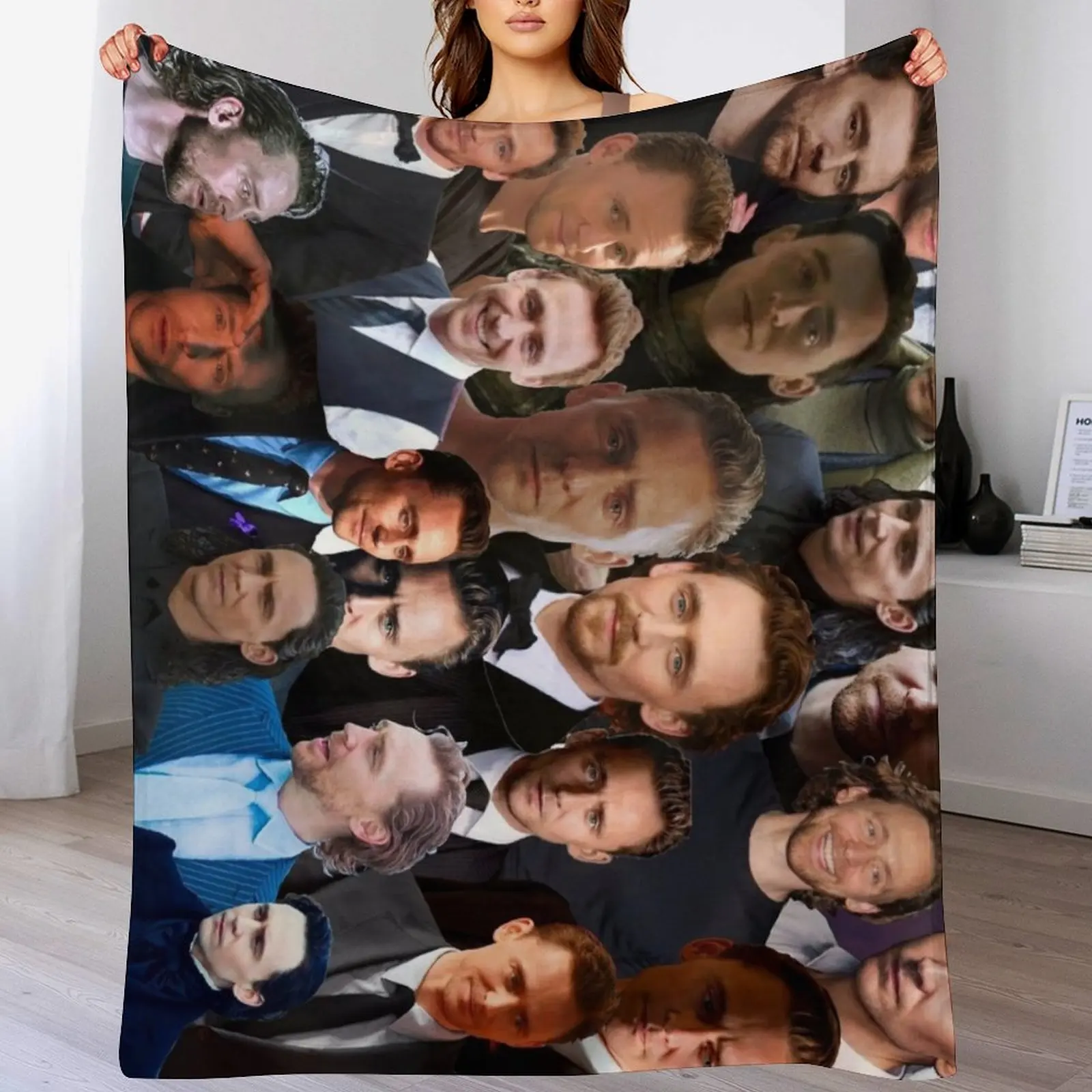 

Tom Hiddleston Photo Collage Throw Blanket Flannel Fabric Luxury St for winter Blankets For Sofas Blankets