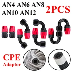 2X Universal Black Red AN4 AN6 AN8 AN10 AN12 Straight 45 90 180 Degree Oil Fuel Swivel Hose End Fitting Oil Hose End Adaptor Kit