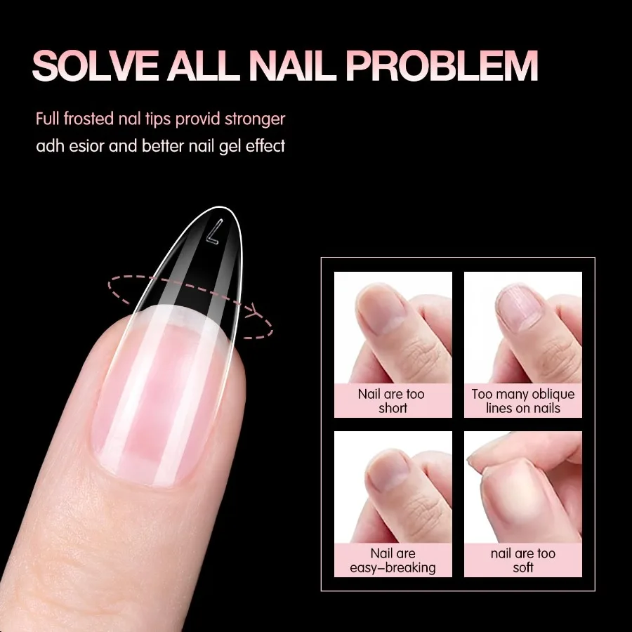 뷰트팔 롱 스틸레토 젤 팁 510개 아몬드 프리쉐이프 네일 팁 풀커버 아크릴 인조 손톱