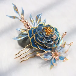 Whitney WH1267 Classic Bridal Headdress Handmade Poney Comb Blue Yellow Headpiece for Wedding Party tiaras y tocados novias