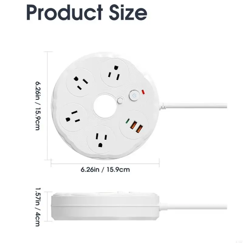 3 In 1 Desk Lamp With Power Outlet And USB Charging Port Adjustable Lighting For Bedroom Study Room Work Place K1KF