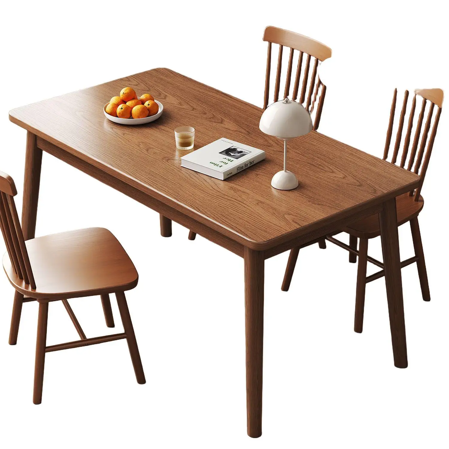 

Nordic, solid wood, walnut, modern, minimalist, rectangular, dining table and chairs, combination
