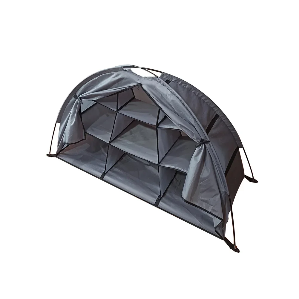 

9 Shelf Organizer Tent Clothes Organizer Supports Up To 30 Lbs Thickened Board Support 210D Oxford Cloth Built-in Ground Straps