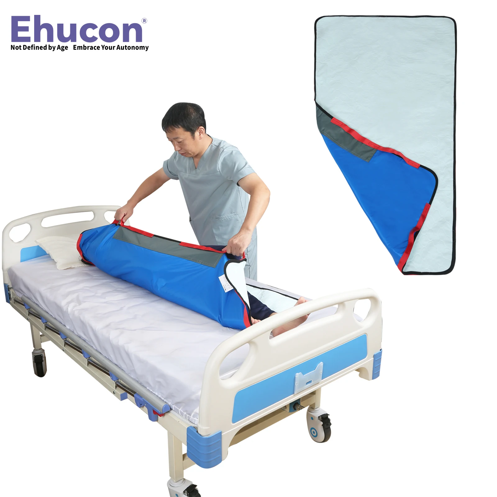 

Ehucon Elderly Absorbent Positioning Bed Pad with Handles，55"x39" Bed Mattress Transfer Sheet for Bedridden Patients SWL330LBS
