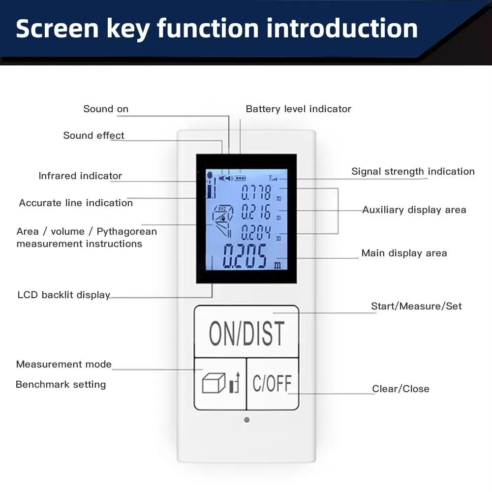 Handheld Mini Rangefinder Digital Laser Rangefinder Highly Accurate Distance Measuring Ruler House Measuring Instrument